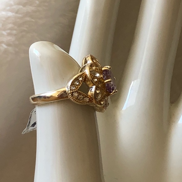 NRQ silver & gold tone AMETHYST dome RING - Picture 5 of 8